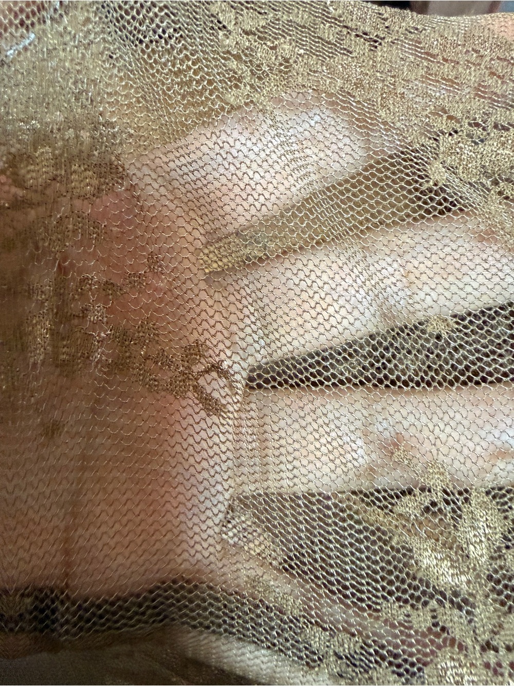 Hem & Thread Brown Sheer Lace Mock Neck Long Sleeve Top Size S - Picture 4 of 4